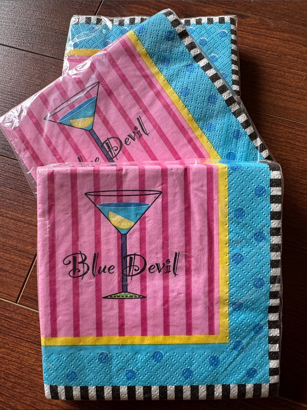 Gibson Pink & Blue "Blue Devil" Cocktail Napkins
